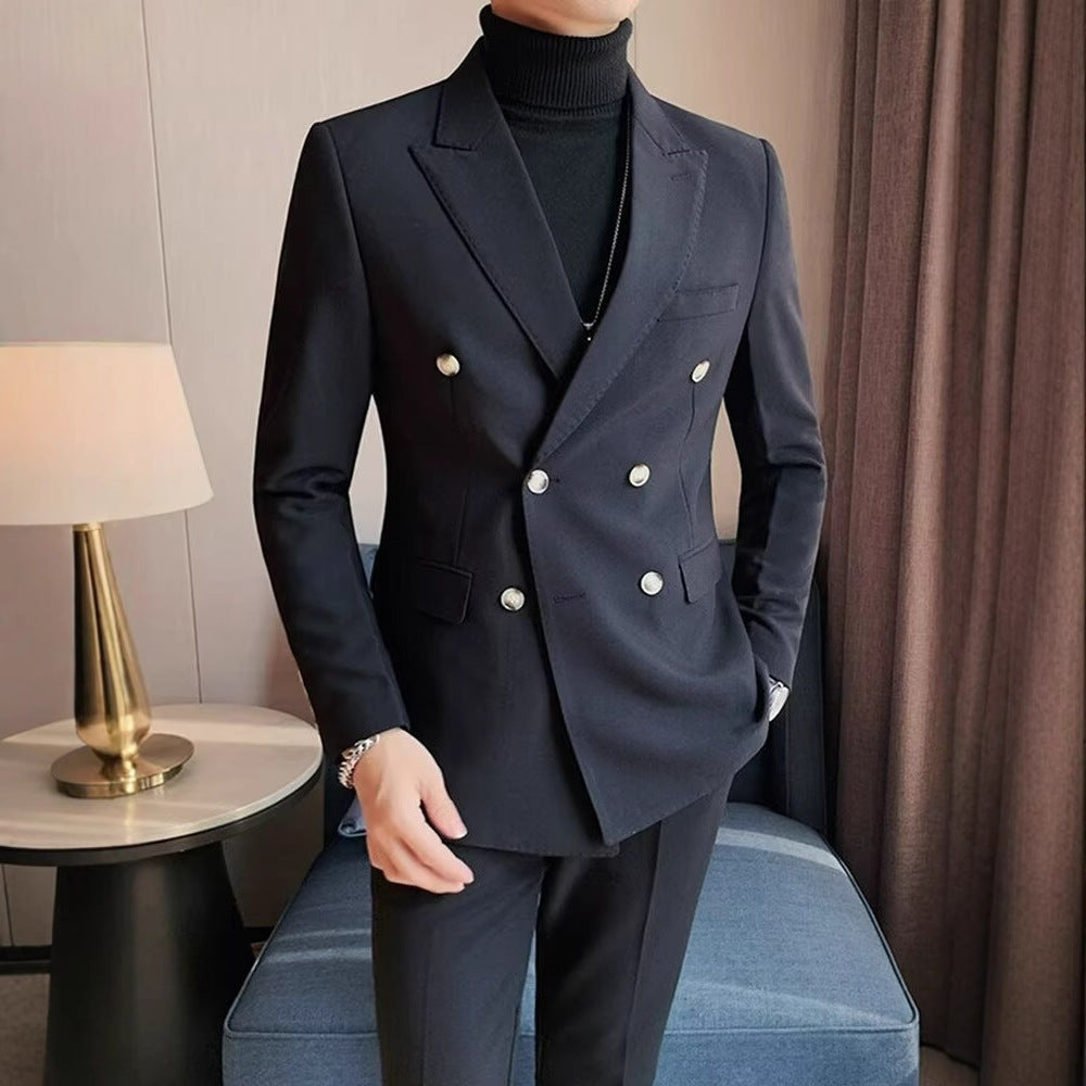 Men's Casual Solid Color Double-Breasted Corduroy Jacket