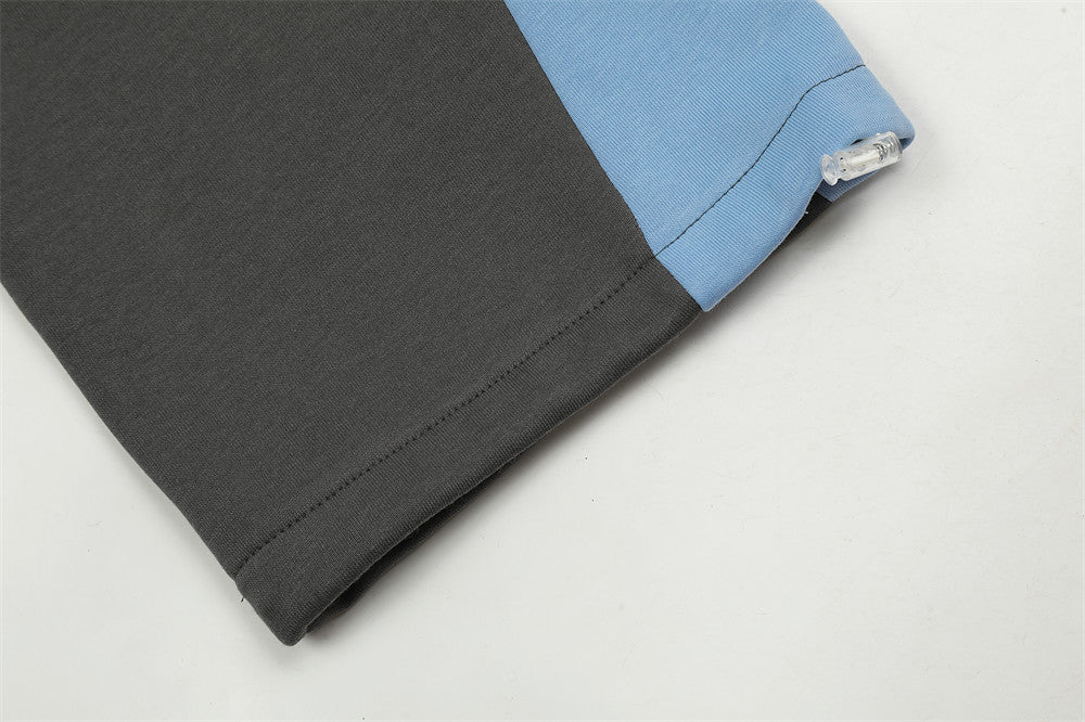 Side Stripe Color Matching Ribbon Three Bars Loose Straight Velvet Trousers