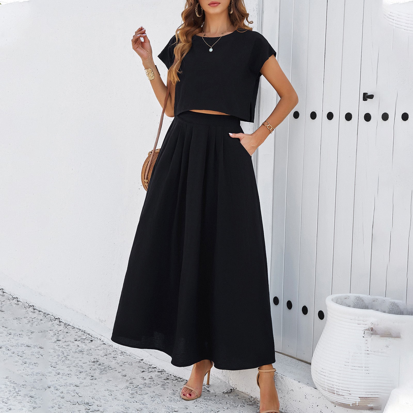 Women's Sleeveless Minimalist Top & Long Skirt Set