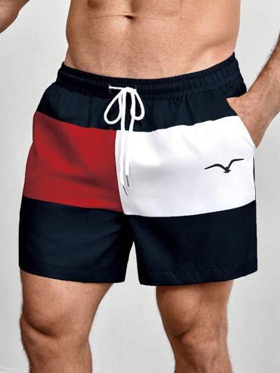 Pantalon décontracté imprimé avec cordon de serrage à la taille et poches en biais