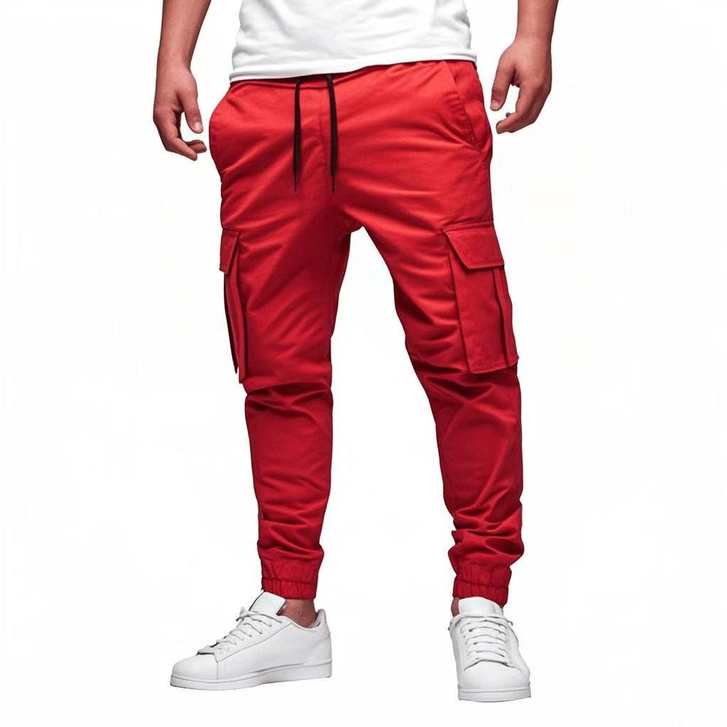Men's Multi-Pocket Drawstring Japanese Leisure Overalls Cotton