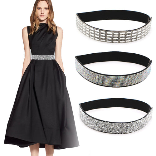 Handmade Rhinestone Inlaid Elastic Girdle 71.5cm Waist Seal for Women