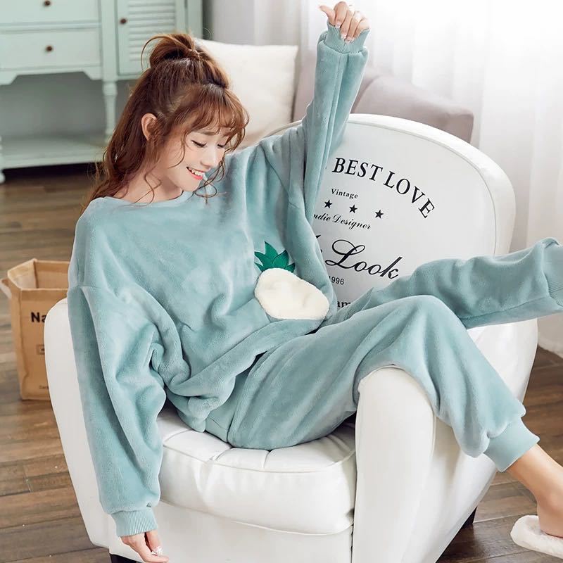 Coral Fleece Thickened Padded Winter Pajamas for Women