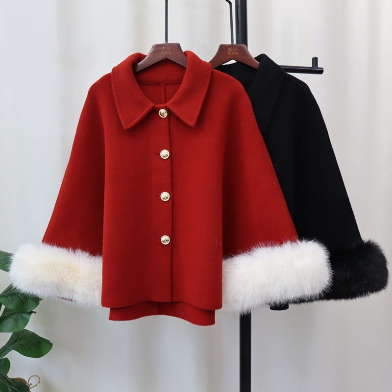 Cape-manteau châle classique tricoté pour femme pour l'automne et l'hiver