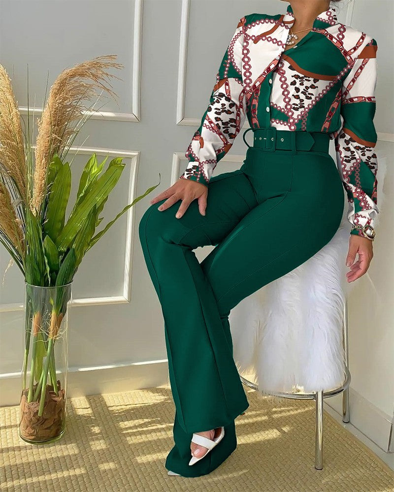Fashion Printed Casual Women's British Style Suit