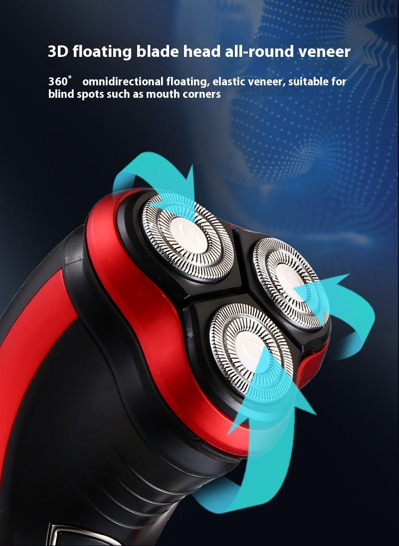 Rasoir Électrique Rechargeable pour Hommes - Rouge, Entièrement Lavable, 60 min d'Autonomie