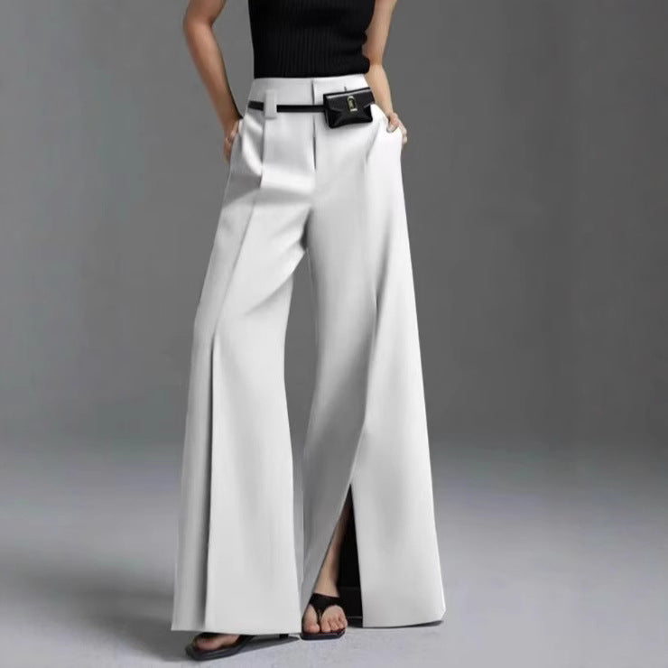 Casual Split Flared Trousers Excluding Belt Waist Bag