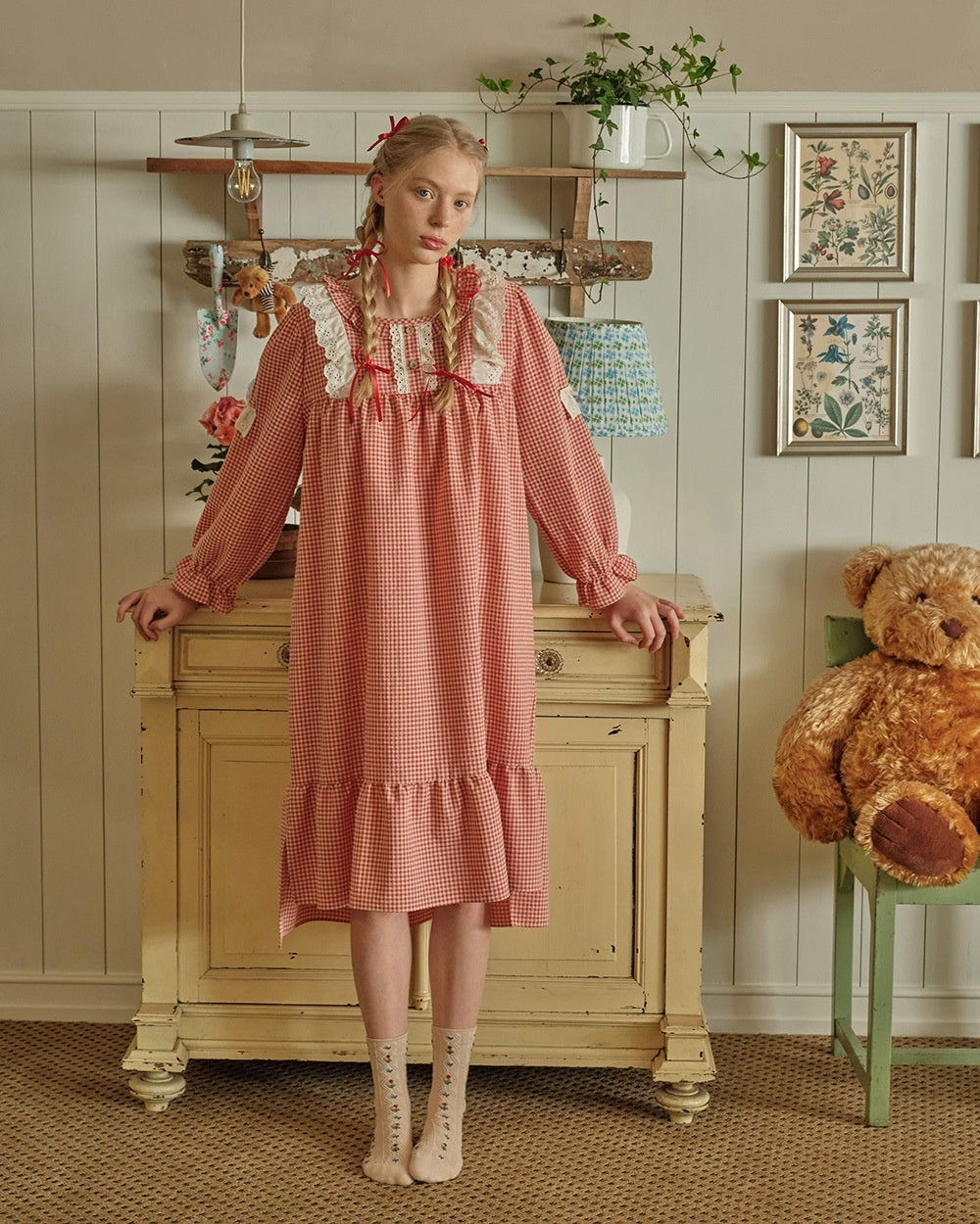 Pyjama femme printemps-automne manches longues style princesse adorable