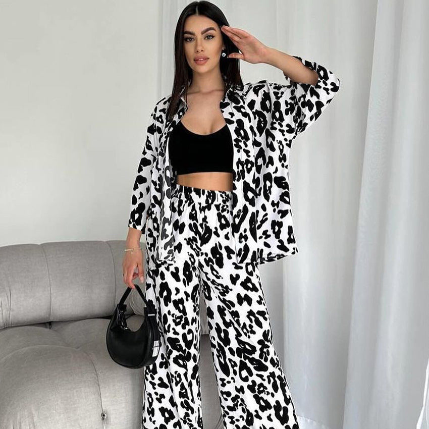 Gilet homewear manches longues imprimé aspect soie