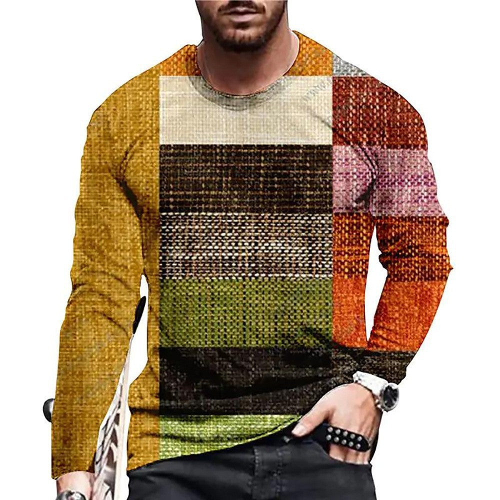 Men's 3D Digital Printed Camouflage Round Neck T-Shirt Long Sleeve Plus Size