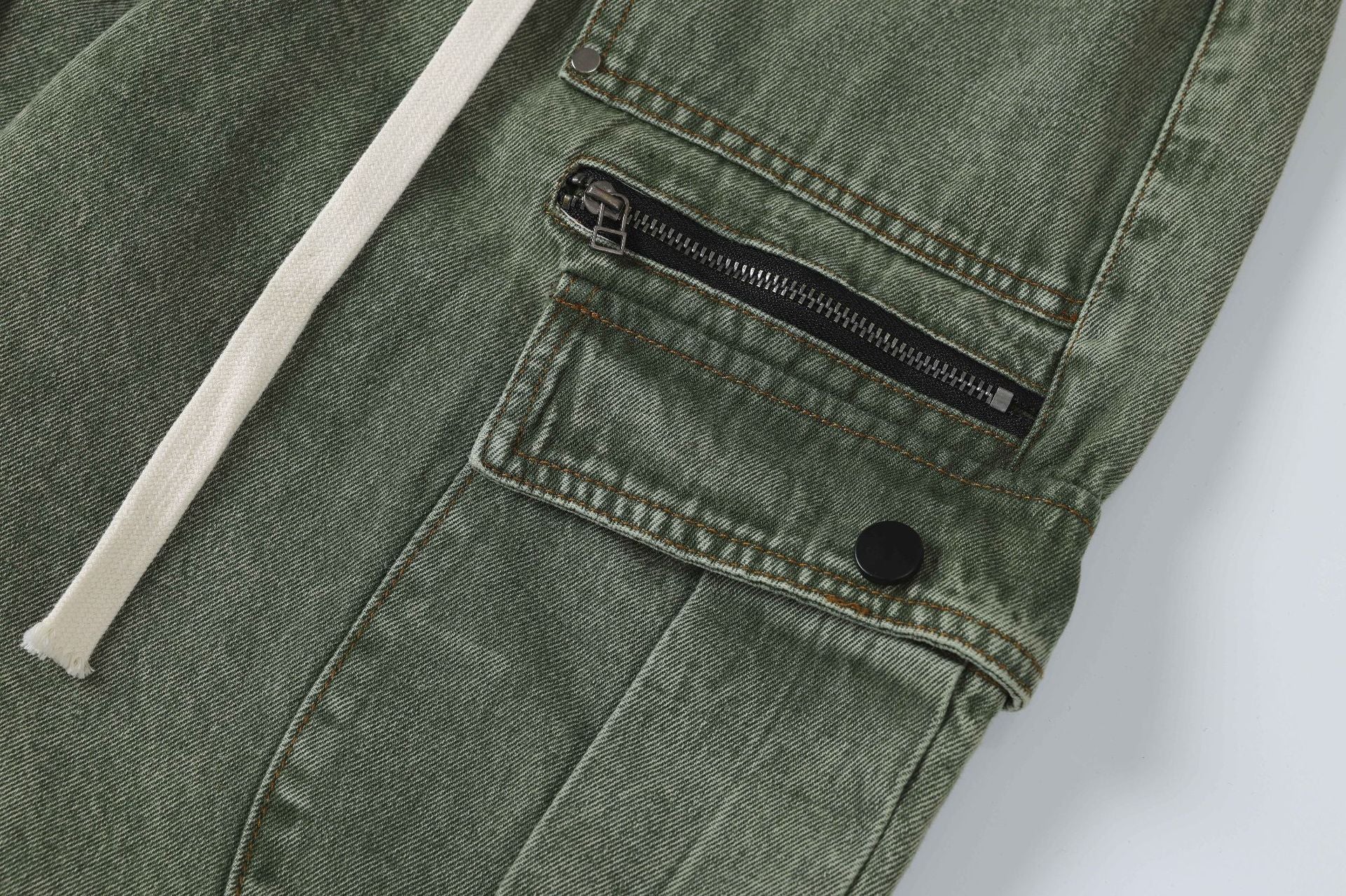 Unisex American-Style Distressed Heavy Industry Straight Cargo Jeans