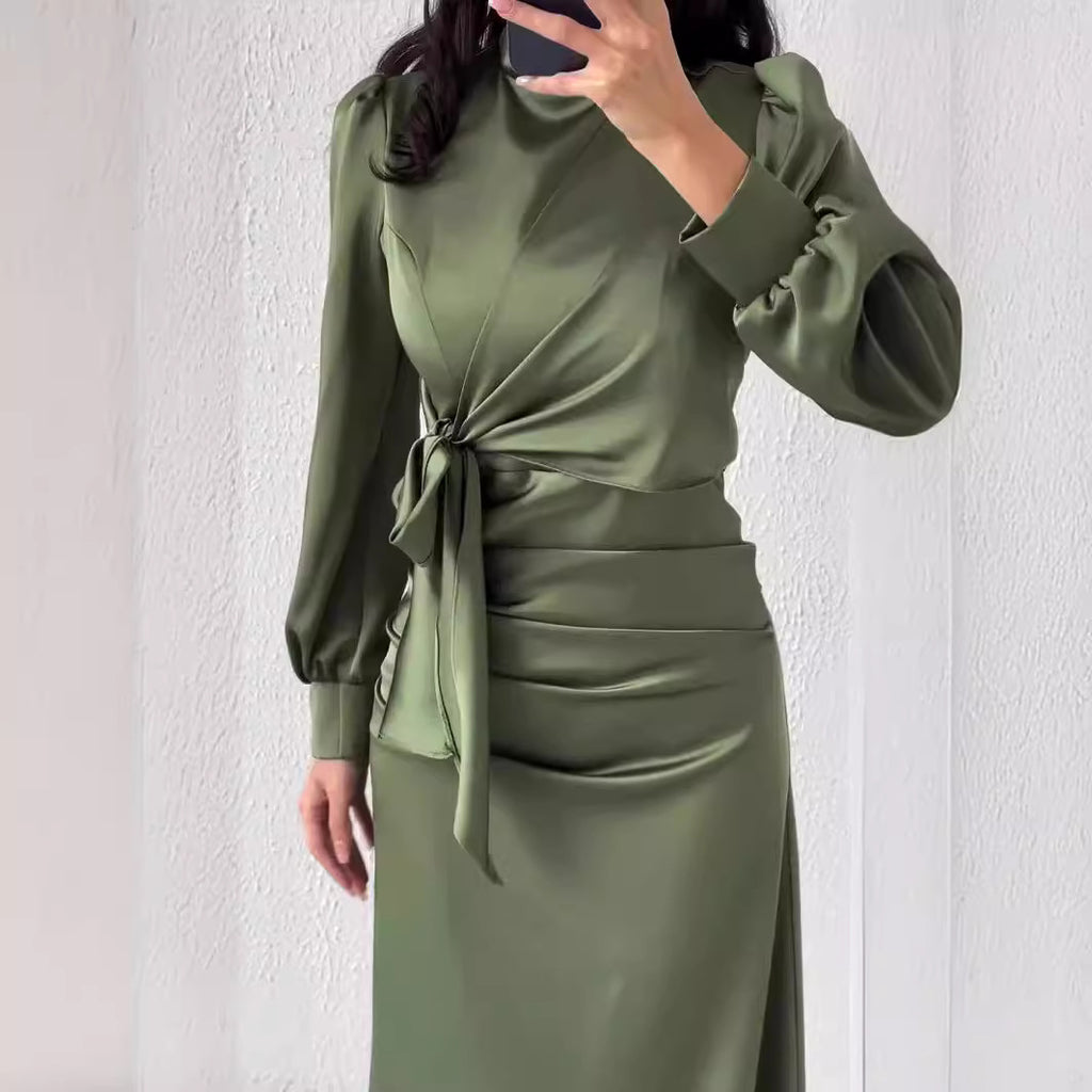 Robe longue moulante taille haute avec lacets