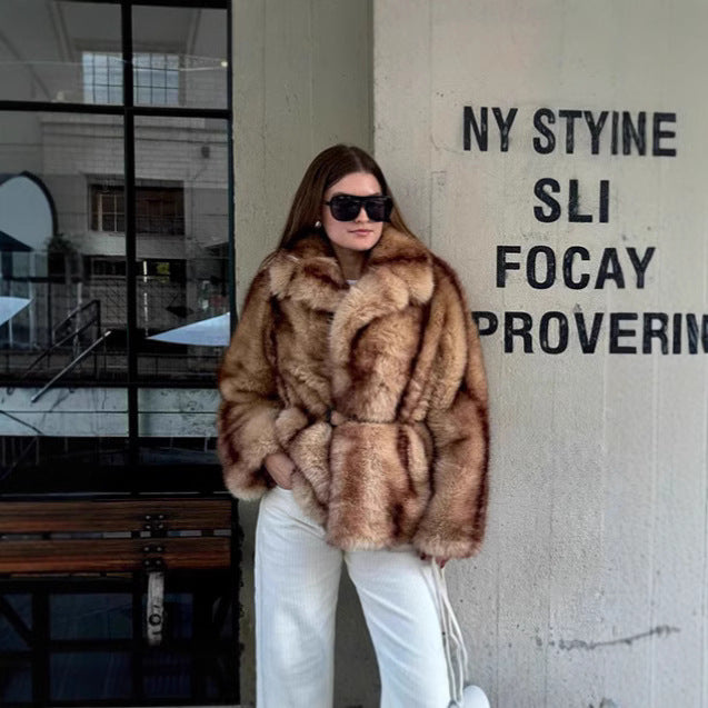 Manteau en fourrure chaud grande taille pour femme