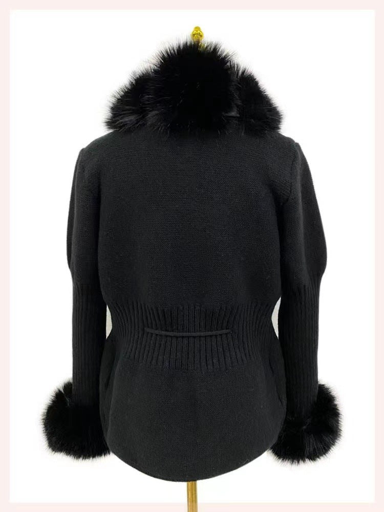 Gilet en Tricot Femme avec Manches Amovibles Couleur Unie Patte de Boutonnage