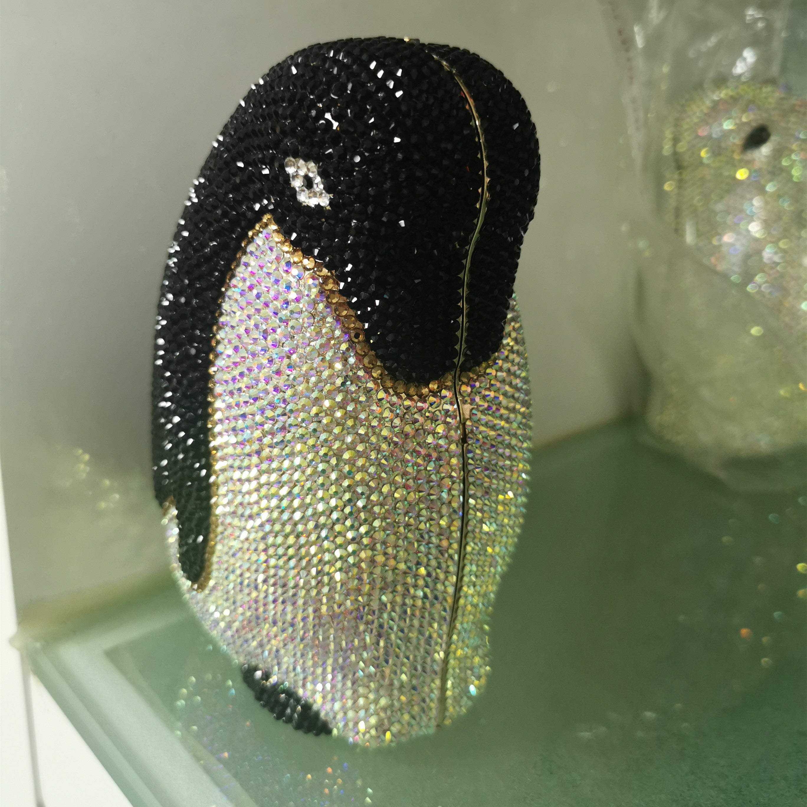Sac de soirée pingouin avec détails entièrement en strass 18cm