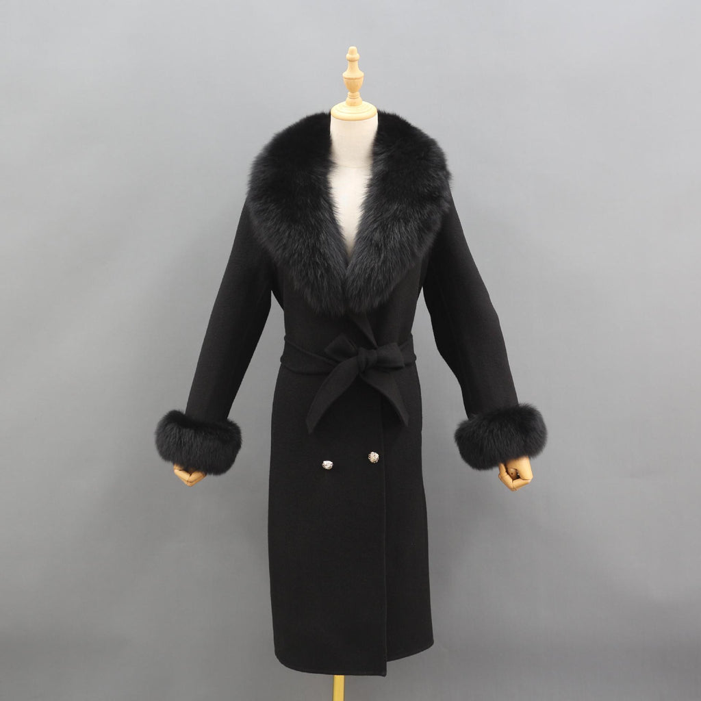 Fox Fur Detachable Collar Double-Sided Green Fruit Coat