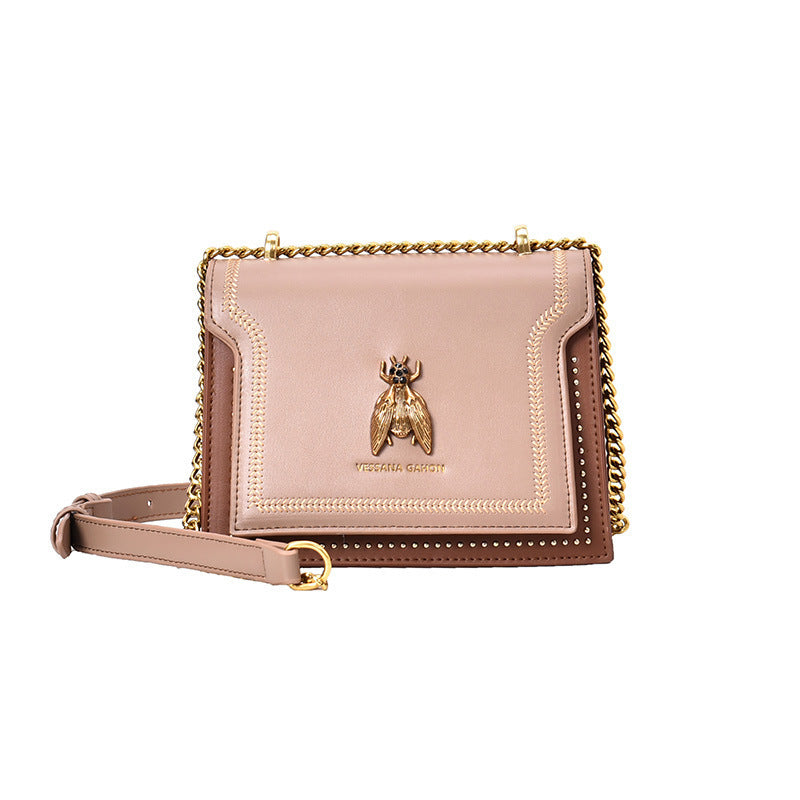 Summer Chain Retro Bee Shoulder Messenger Bag 20cm PU Leather