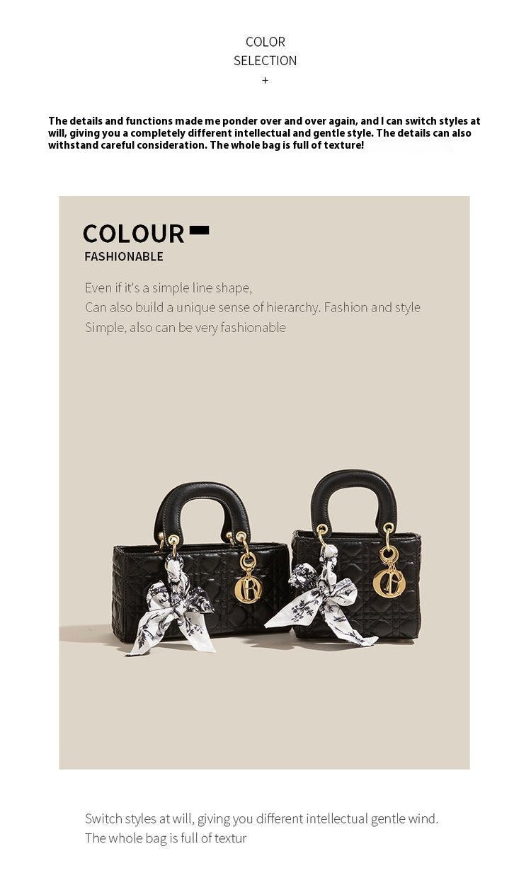 Denim Handbag Women's New-style Fashion Shoulder Niche Texture Rhombus Crossbody Bag