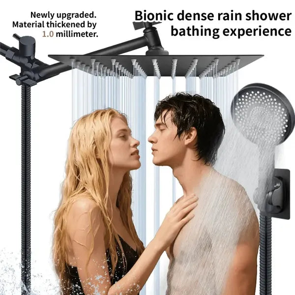 Ensemble de douche carré de 12 pouces de qualité commerciale avec options d'économie d'eau et de douchette.