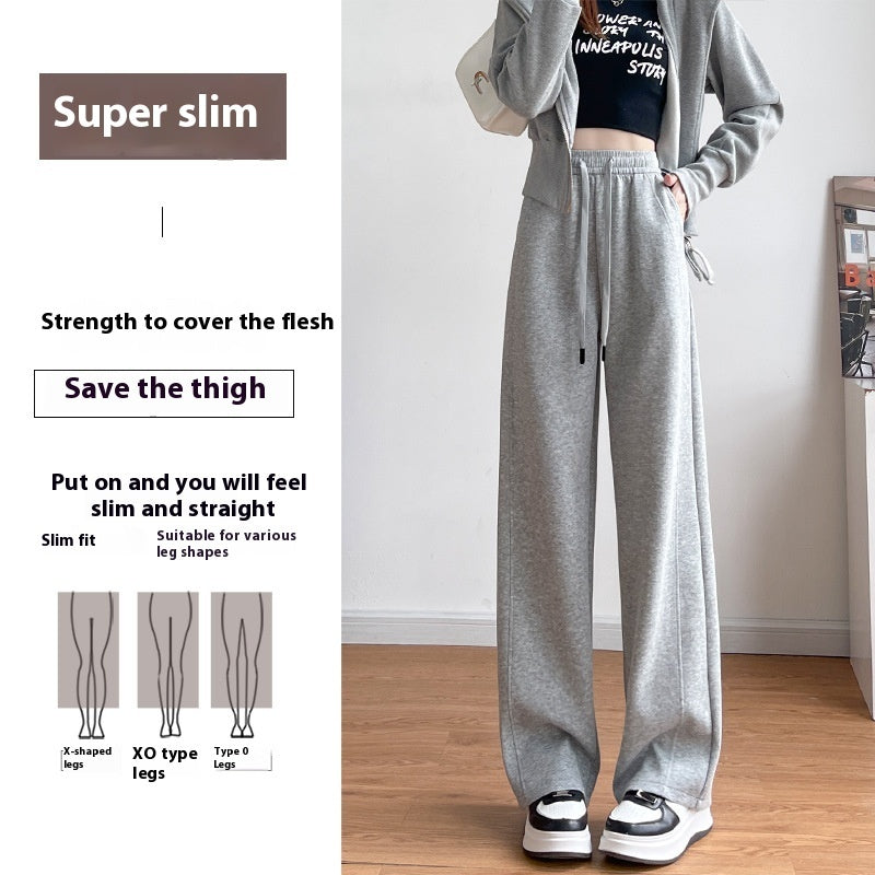 Pantalon d'exercice en coton à taille haute et coupe droite