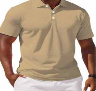 High Sense Casual Solid Color Short Sleeve Shirt with Buttons