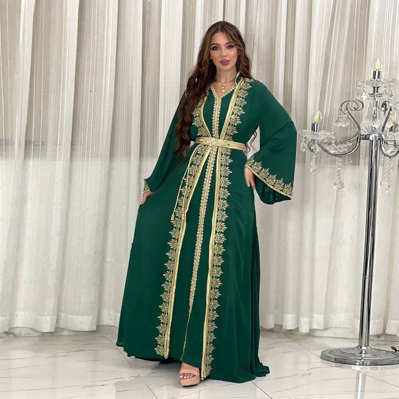 Ensemble deux pièces de robe à ruban pour femme arabe