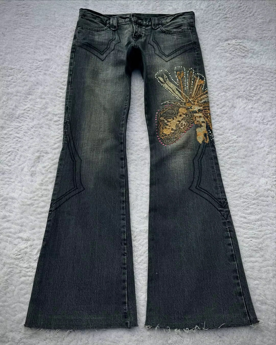 Embroidered Denim Jeans for Men and Women