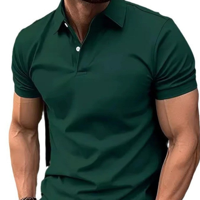High Sense Casual Solid Color Short Sleeve Shirt with Buttons
