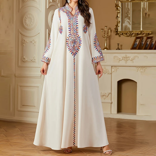 Elegant Arabian Gulf Women's Long Sleeve Floor-Length Dress - For Casual & Party Wear
