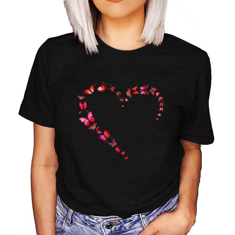 Plus Size Women's Short-Sleeve Loose Chenille T-Shirt