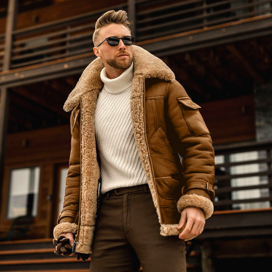 Mens Winter Military Fleece Jacket with Fur Collar Tactical Coat