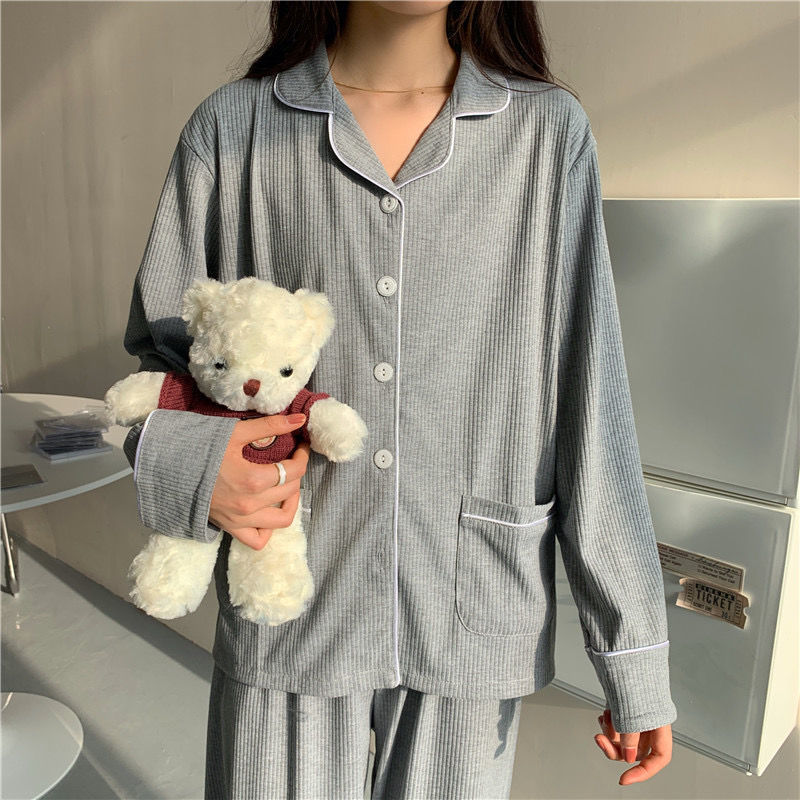Ensemble Confortable de Vêtements d'Intérieur en Soie de Lait pour Femme, Gris et Bleu, Tailles L-2XL
