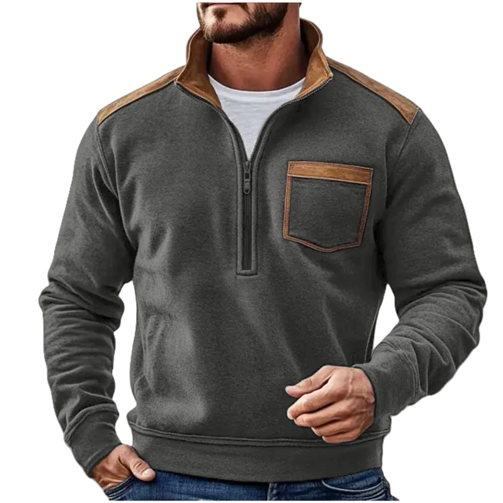 Manteau pull en molleton zippé décontracté pour hommes