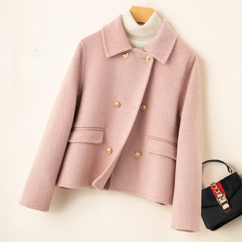 Double-Sided Women's Short Wool Overcoat Small Size