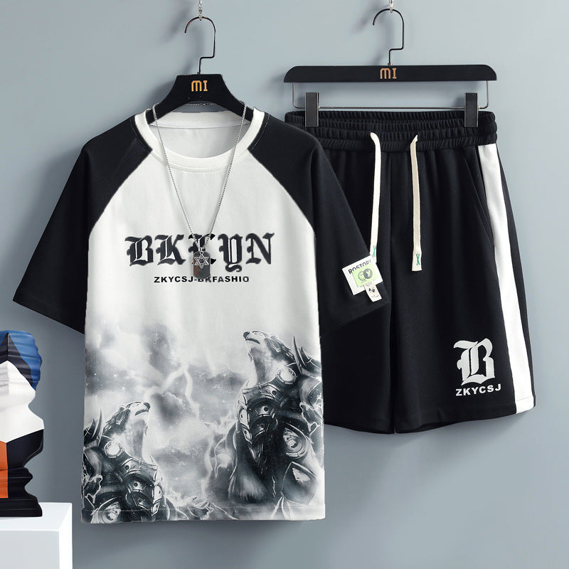 Men's Summer Casual Sports Set with T-Shirt & Shorts