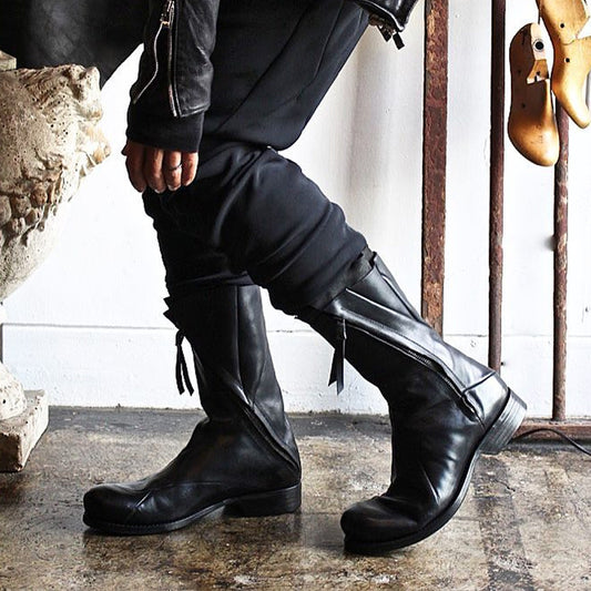Irregular Deconstructed Leather Boots Men Retro