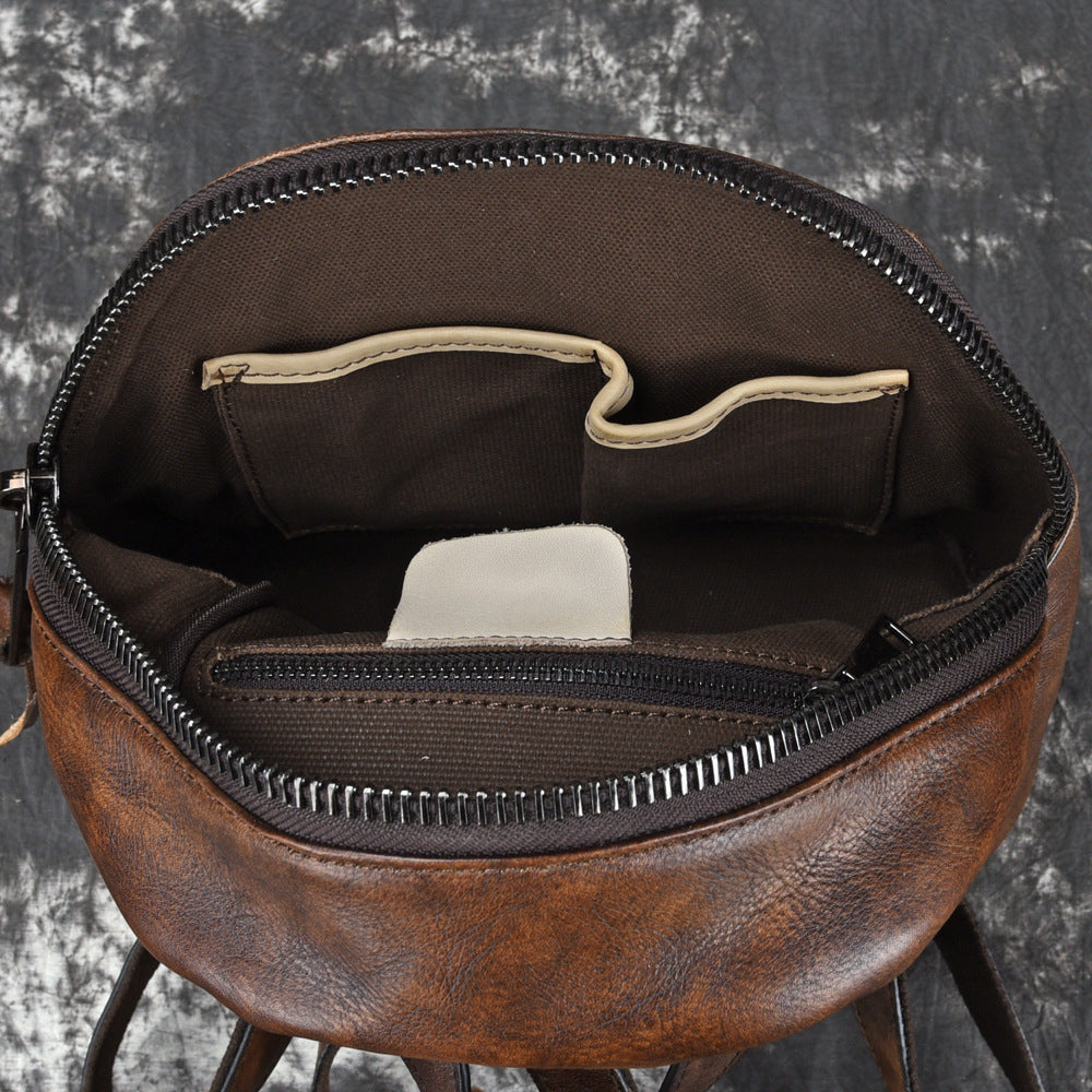 Sac à dos double rétro en cuir 20-35L avec motif de lotion de soin pour arbres