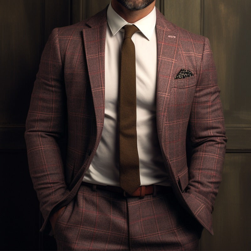 Retro Plaid Slim Fit Coat Top for Men