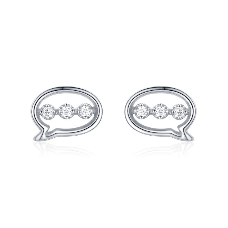 S925 Sterling Silver Symbol Diamond Stud Earrings