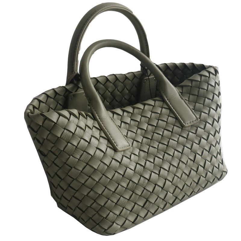 Sac à main femme en cuir véritable à porter sur l'épaule - Vert et noir, 20x12x15cm