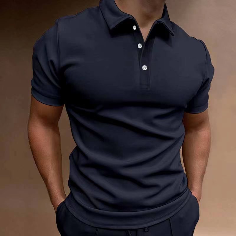Men's Loose Cotton Blend Button T-Shirt, Short Sleeve, Multiple Colors