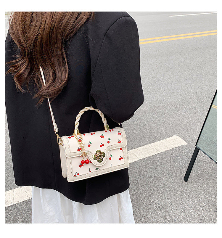 Cherry Twist Small Square Portable Bag - PU, 20cm