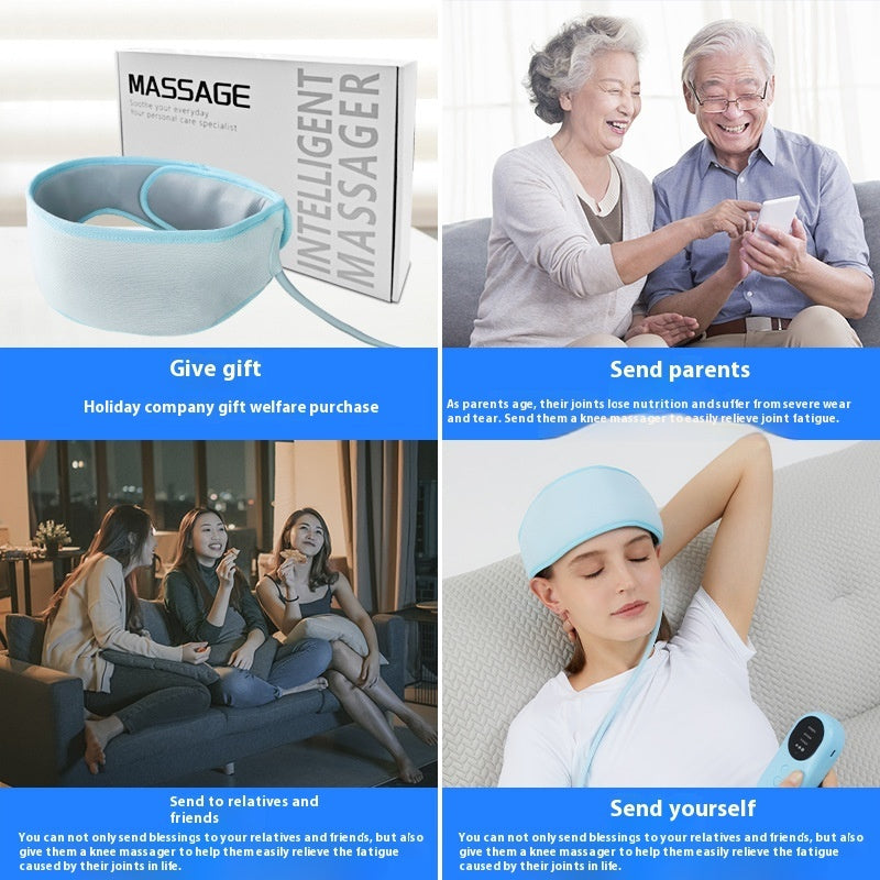 Electric Battery Head Massager with Scalp Kneading and Hot Compress Belt