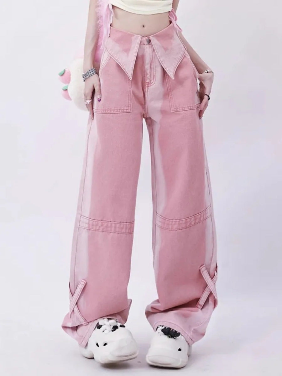High Waist Loose Slimming Straight Jeans for Women