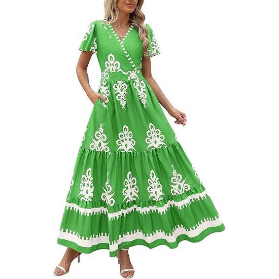 Robe étagée à manches évasées Floral Apricot