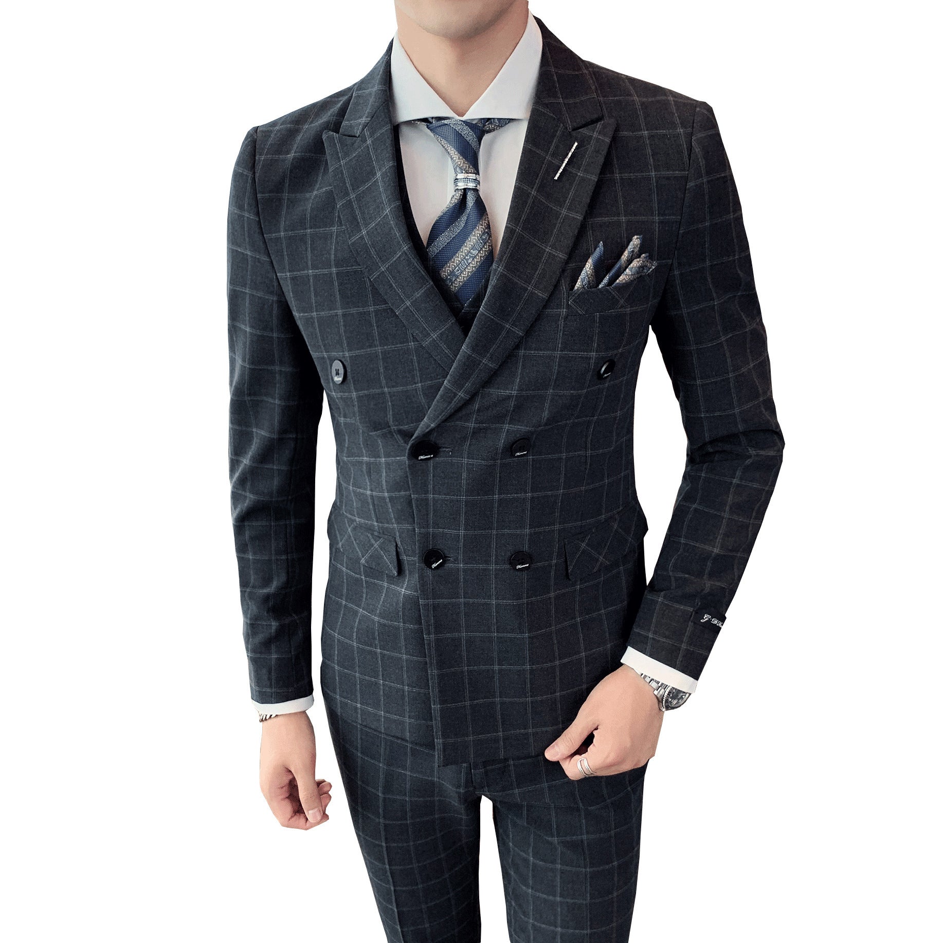 Men's Slim-Fit Casual Business Three-Piece Suit for Ceremony