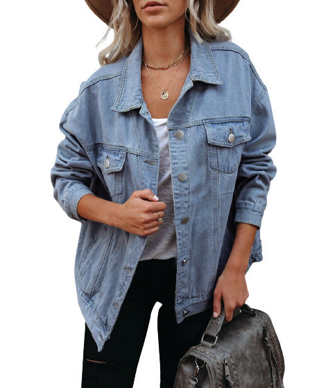 Women's Denim Blue Casual Polyester Jacket