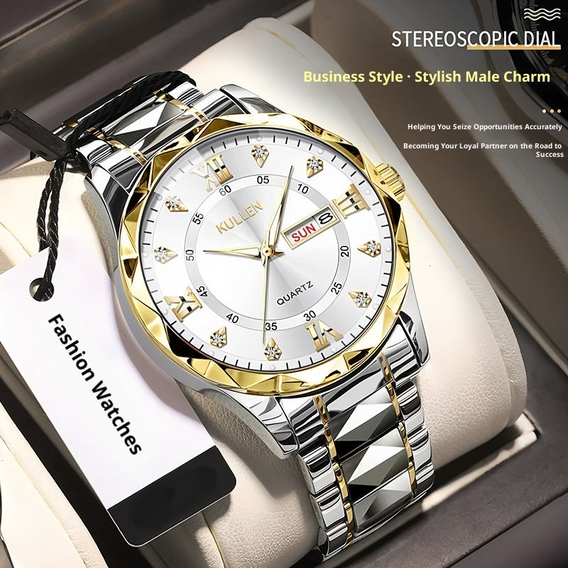 Business Advanced Waterproof Luminous Quartz Watch 42mm Dial