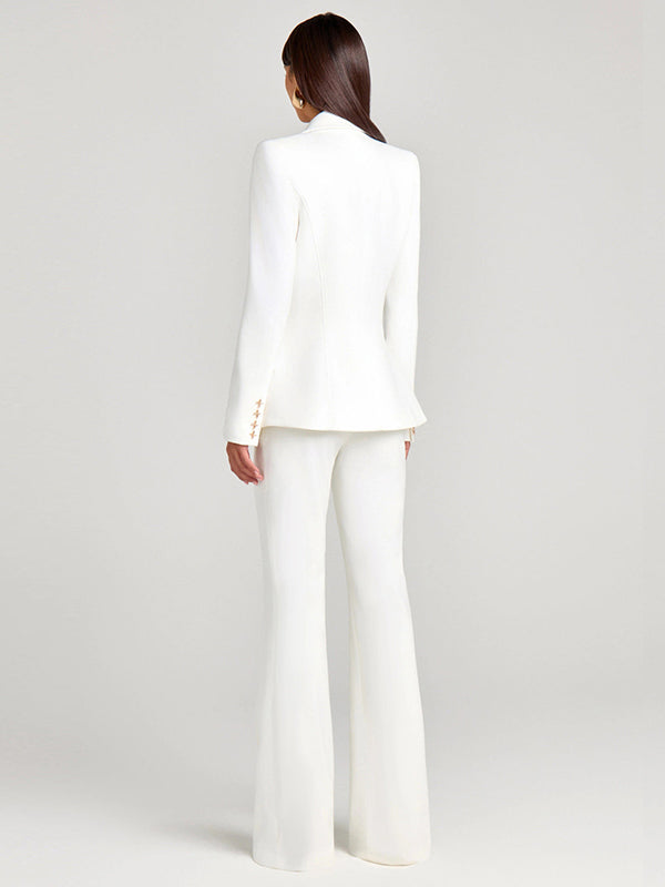 White Single-Breasted Blazer & Trousers 2-Piece Suit