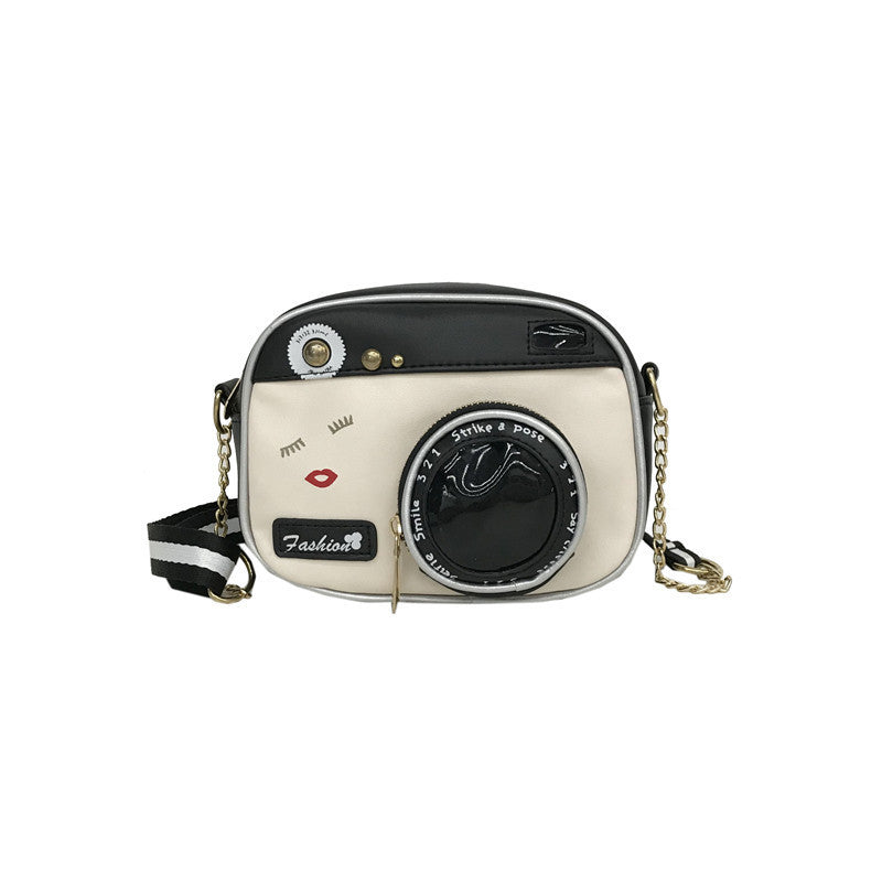 Sac bandoulière rond en cuir PU blanc pour femme 19x10x15cm